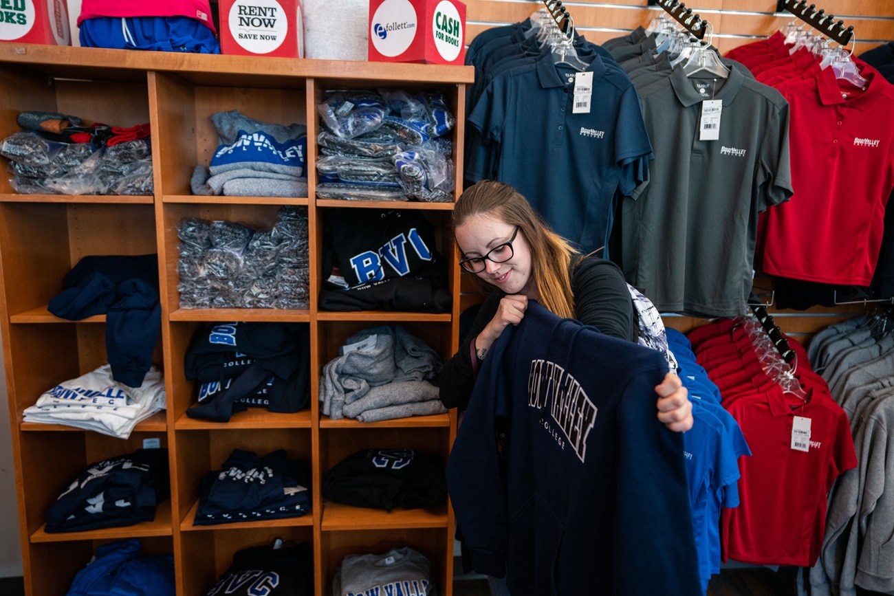 Learner checking out the bookstore